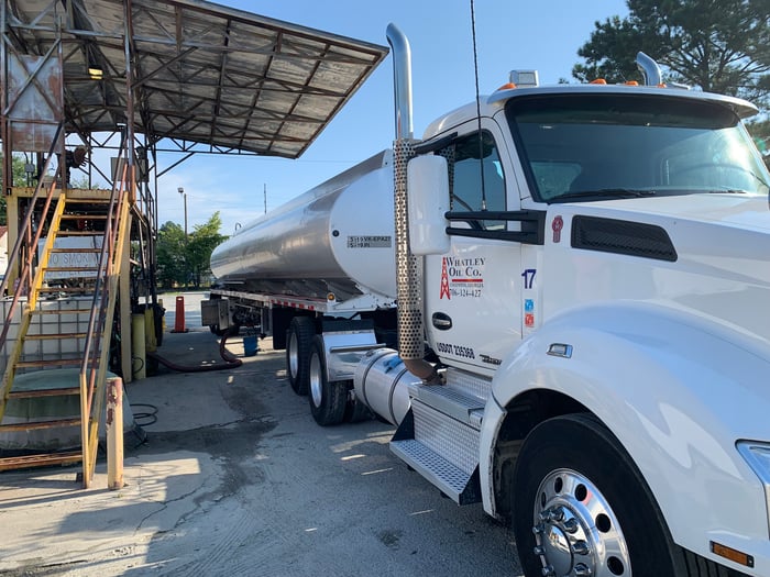 Truck hauling diesel fuel